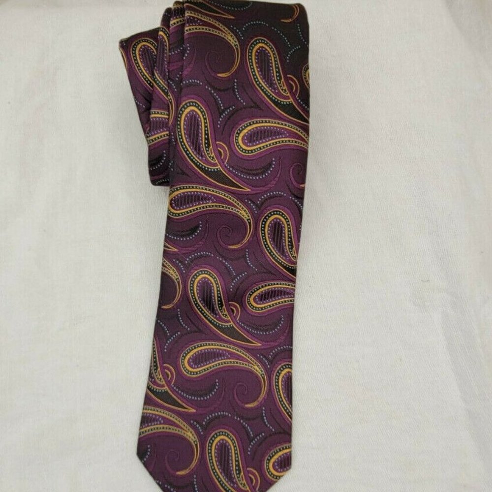 TwentyDollar Tie Prime Necktie Paisley Purple Blue Men’s Regular Tie 100% Silk